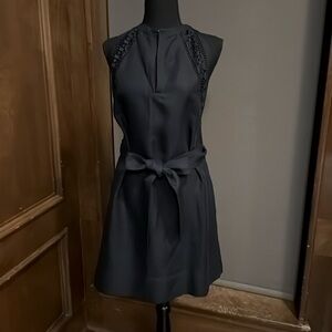 Reiss- Navy Blue Linen Sleeveless Dress